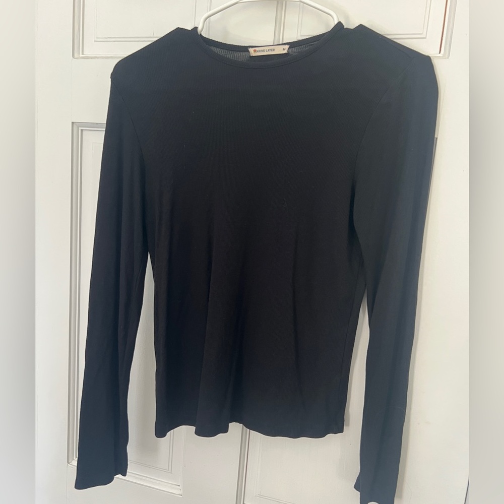 Marine Layer Ribbed Long Sleeve in Black